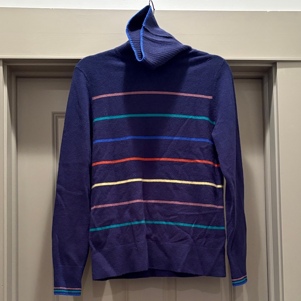 Lands’ End Women’s Multicolor (Dark Navy) Striped Sweater